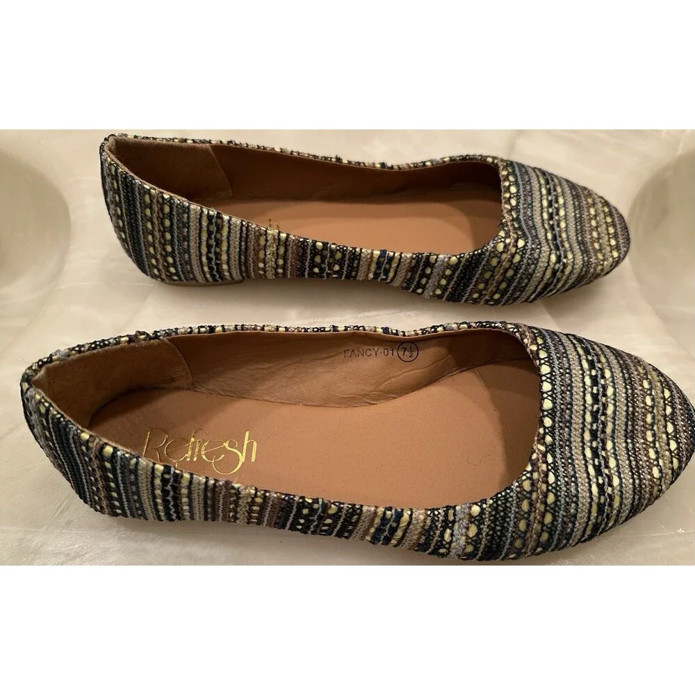 Women Refresh Fancy-01 Mixed Media Tribal Multicolored Ballet Flat size 7.5